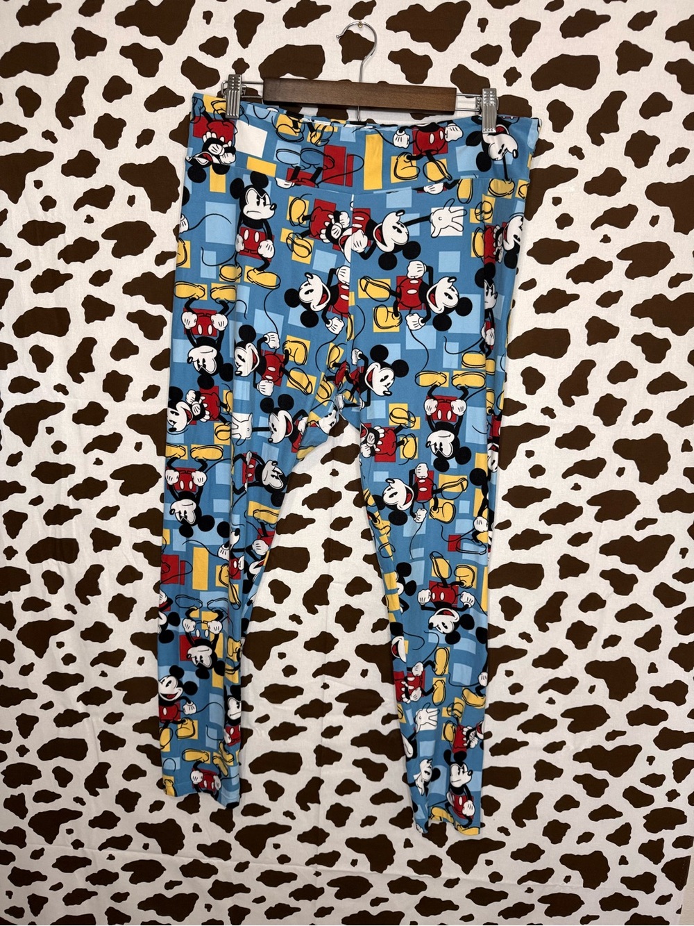 LuLaRoe Disney Tall & Curvy Women High Rise Ankle Leggings Mickey Blue
